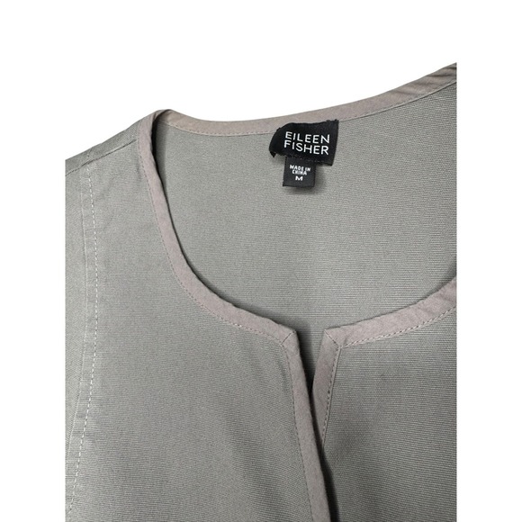 Eileen Fisher Jacket Lightweight Gray/Green Medium Career Pockets Cotton - Picture 2 of 5